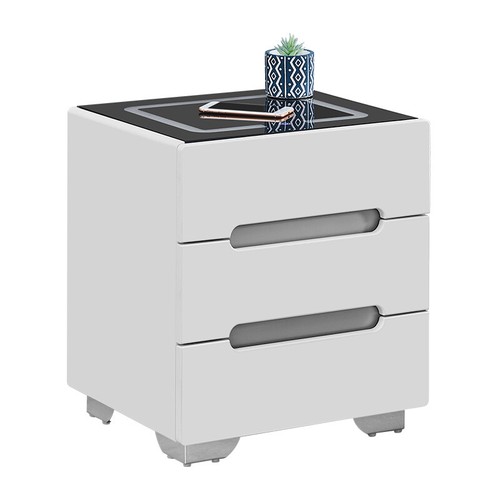 White bedside tables drawers - white,