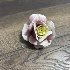 Vintage Nepoleon CAPODIMONTE White/Pink  Porcelain Single Rose Flower Figurine