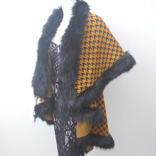 Ameise vintage check cape fur - cape,