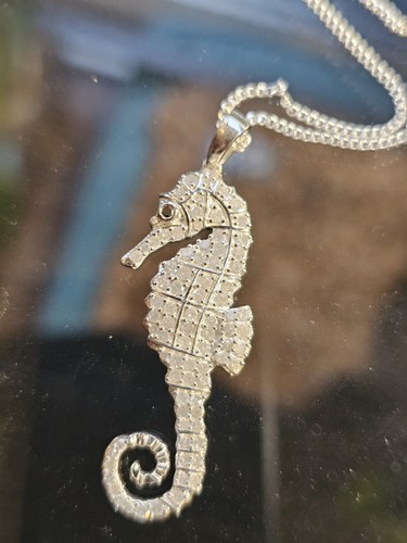 Diamond seahorse necklace - diamond,