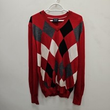 Galvin Green Jumper V Neck Wool Blend Knit Golf Sweater Argyle Diamond Size XL