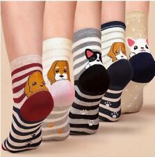 Womens Dog Socks Ladies Cotton Rich Ankle Funny Design  cute 5 Pairs Adults