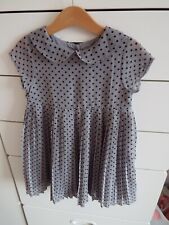 4-5 Years Girls Grey A-Line Short Sleeve Dress Black Polka Dot Design H&M Used