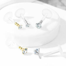 Bioflex crystal labret helix ear bar earring push fit clear crystal in 2 OR 3MM