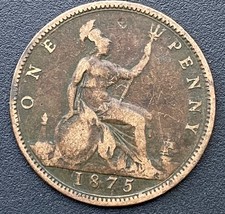 Victoria 1875 BH Penny Victorian Coin Lot E43