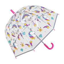 Super Cute Rainbow Unicorn Print Children's See Through Clear Dome Umbrella