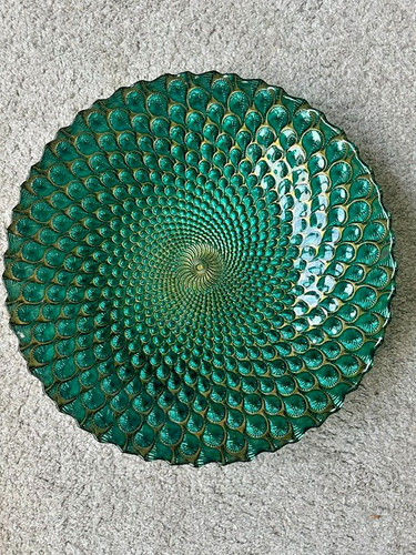 Vintage green glass peacock - vintage,