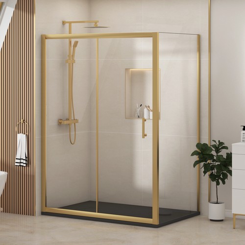 Brass sliding door shower - brass,