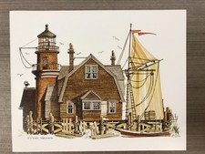 Light House and  Boat Print by
