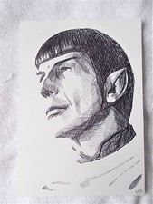 A4 Art Ink Pen Sketch Drawing Leonard Nimoy as Spock from Star Trek