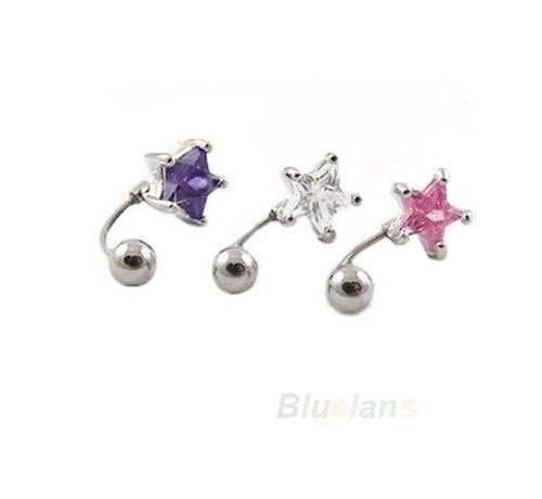 Star rhinestone belly bar - rhinestone,