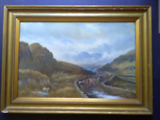 Large Victorian Landscape Oil Painting, Scottish Highlands, Ben Nevis, Cows
