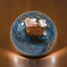 Gemstone World Globe Paperweight Collectible Home Office Study Decor