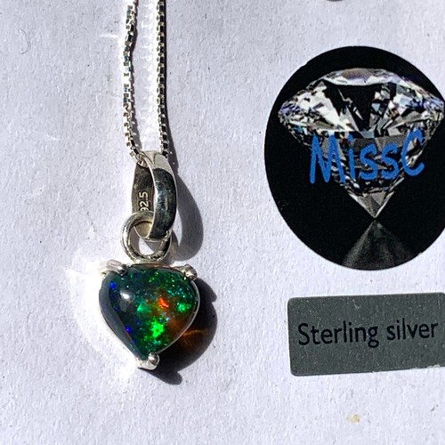 Black fire opal 7ct heart - fire,