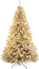 Artificial Christmas Tree 120CM, Shatchi Champagne Gold Tinsel Bushy Xmas Tree