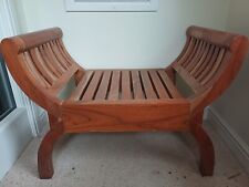 Vintage Wooden Curved Settee / Bench – Decorative Accent Seating