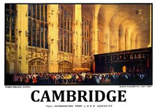 Kings College Chapel Queen Elizabeths Visit 1564 Train Rail Travel  Poster Print
