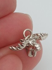 moose charm sterling silver hunting moose horns 3D 925 .925