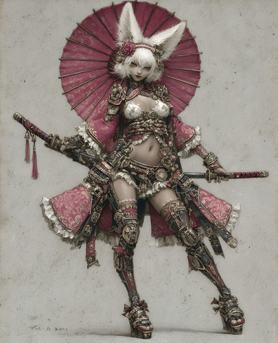 White haired fox - fox, warrior