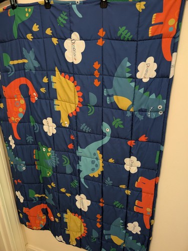 Blue quilted weighted dinosaur - quilted,