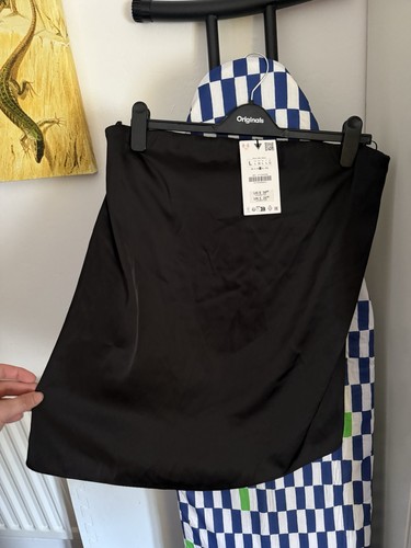 Zara black satin - black, a-line