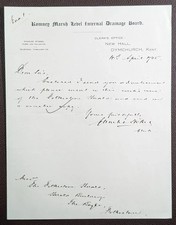 1935 Romney Marsh Level Internal Drainage Board Dymchurch Letter