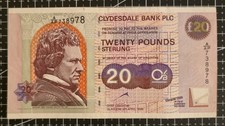 Clydesdale Bank PLC £20 Twenty Pounds Banknote 1999 Alexander Greek Thompson 