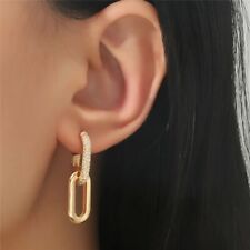 18K REAL GOLD FILLEDSTUD HOOP EARRINGS MADE WITH SWAROVSKI CRYSTALS   T2:6