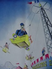 1941 Original Colour Print WW2 RAF PILOT & SPITFIRE FAIR GROUND RIDE