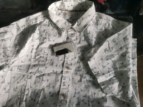 Bird print shirt white - bird,