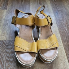 NEXT Womens Mustard Yellow Sandals Shoes Size 5 Straps Summer Comfort Buckle 