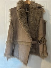 New Look Tan Gilet Size 16 With Fur Faux Suede