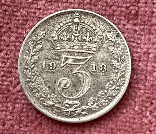 1918 silver threepenny - ,