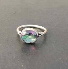 Handmade Lovely Mystic Topaz Dainty Ring Solid 925 Silver Ring All Size SR242