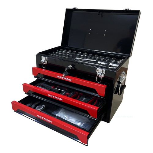 Black red drawer - black, steel