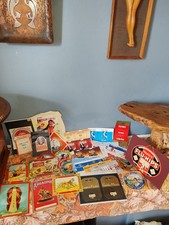 Vintage Product labels job lot cigarrette packets, sweets, harris flu nips etc