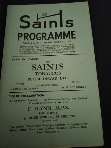 Vintage rugby league - rugby, programme