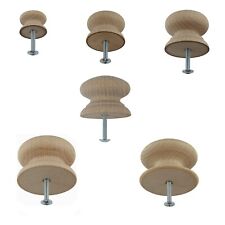 BEECH DRAWER KNOBS WITH INSERT + SCREW HARDWOOD KNOB Wooden Wood Handles Pull