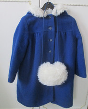 Girl's blue wool mix coat with