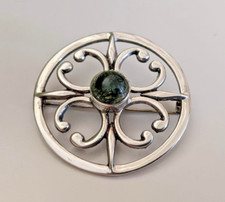 Ola Gorie Large Sterling Silver St Magnus Brooch Dendritic Agate Edinburgh 1973