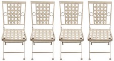 Woodside 4 x Square Folding Metal Garden Patio Dining Chairs Outdoor Furniture