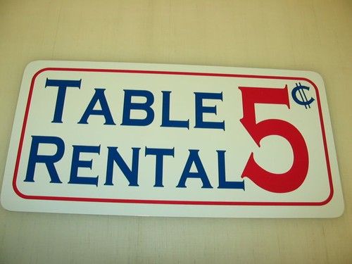 Table rental metal sign - table,