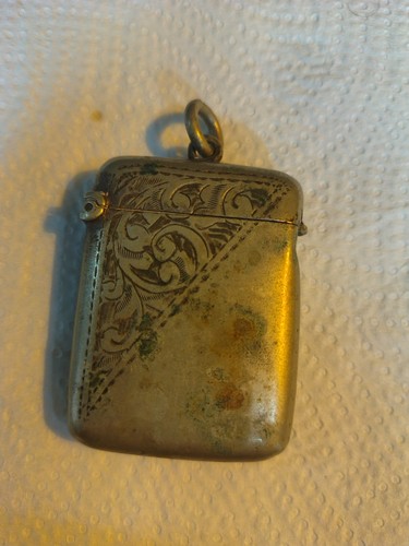 Vintage engraved metal - metal, vesta