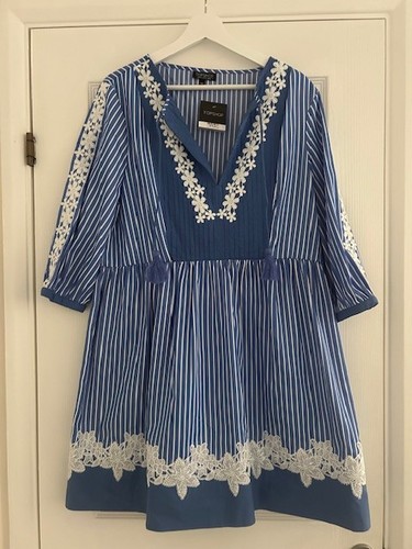 Top shop blue folk - shop, dress