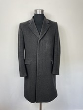 Vintage C&A Canada Mens Grey Wool Cashmere Long  Overcoat - UK Made -  36/38**