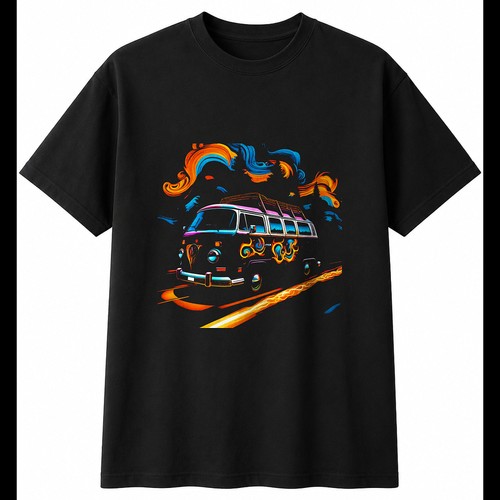 Colourful camper van flames - colourful, in