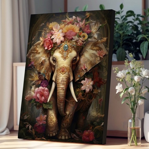 Elephant baroque canvas wall - canvas,