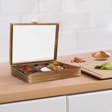 Wooden Spice Box with 12