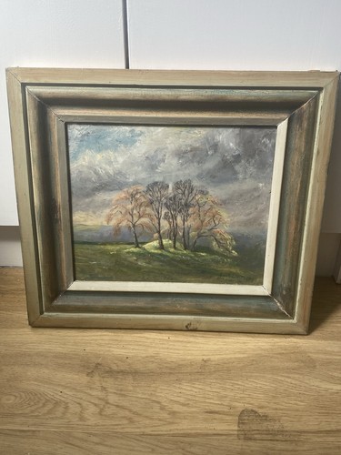 Framed oil board painting - framed,