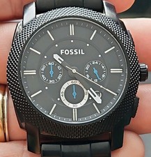 genuine Fossil FS4552 Men's Black chronograph Watch 7" wrist 